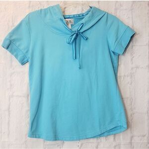 NEW YORK LAUNDRY Short-Sleeve Pullover Hoodie Aqua Blue Small